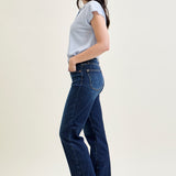 Selena Mid Rise Straight Leg with Fray Hem