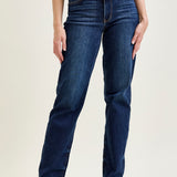 Selena Mid Rise Straight Leg with Fray Hem