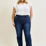 Selena Mid Rise Straight Leg with Fray Hem - PLUS