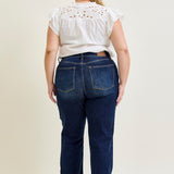 Selena Mid Rise Straight Leg with Fray Hem - PLUS