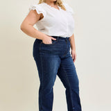 Selena Mid Rise Straight Leg with Fray Hem - PLUS