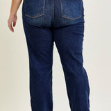 Selena Mid Rise Straight Leg with Fray Hem - PLUS