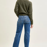 Samantha Mid Rise V-Front Straight Jeans