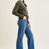 Samantha Mid Rise V-Front Straight Jeans