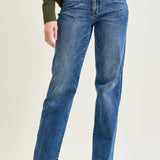 Samantha Mid Rise V-Front Straight Jeans