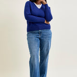 Samantha Mid Rise V-Front Straight Jeans - PLUS