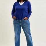 Samantha Mid Rise V-Front Straight Jeans - PLUS