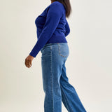 Samantha Mid Rise V-Front Straight Jeans - PLUS