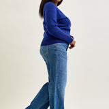 Samantha Mid Rise V-Front Straight Jeans - PLUS