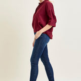 Kinsley Edgy Mid-Rise Skinnies with a Raw Twist