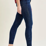 Kinsley Edgy Mid-Rise Skinnies with a Raw Twist