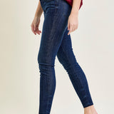 Kinsley Edgy Mid-Rise Skinnies with a Raw Twist