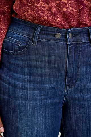 Kinsley Edgy Mid Rise Skinnies with a Raw Twist - PLUS