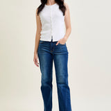 Aubrey Mid Rise Side Seam Detail Straight Jeans