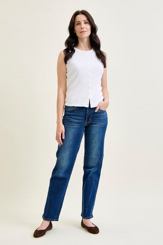 Kimberly Side Seam Detail Straight Jeans