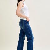 Aubrey Mid Rise Side Seam Detail Straight Jeans