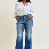 Indie Mid Rise Flare Jeans – Buttoned Up and Ready to Flaunt - PLUS