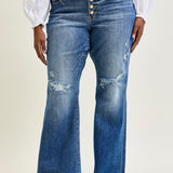 Indie Mid Rise Flare Jeans – Buttoned Up and Ready to Flaunt - PLUS