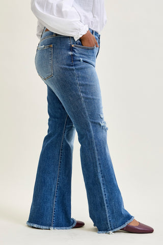 Indie Mid Rise Flare Jeans – Buttoned Up and Ready to Flaunt - PLUS