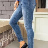 Jennifer Mid Rise Thermal Skinny Jeans