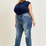 Kaylee High Waist Distressed Dad Jeans - PLUS