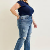 Kaylee High Waist Distressed Dad Jeans - PLUS