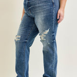 Kaylee High Waist Distressed Dad Jeans - PLUS
