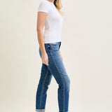 Amber Mid Rise Vintage Wash Non-Distressed Boyfriend