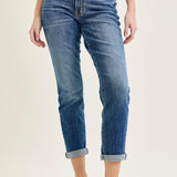 Amber Mid Rise Vintage Wash Non-Distressed Boyfriend