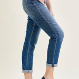 Amber Mid Rise Vintage Wash Non-Distressed Boyfriend