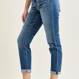 Amber Mid Rise Vintage Wash Non-Distressed Boyfriend