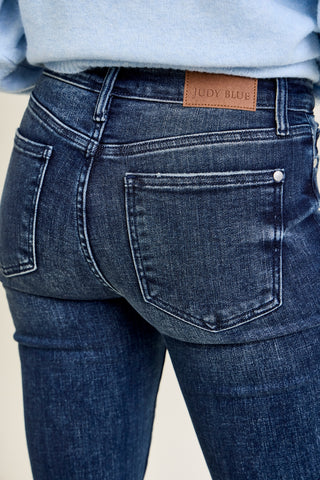 Charlotte Flare Jeans with Distressed Knee & Frayed Hem