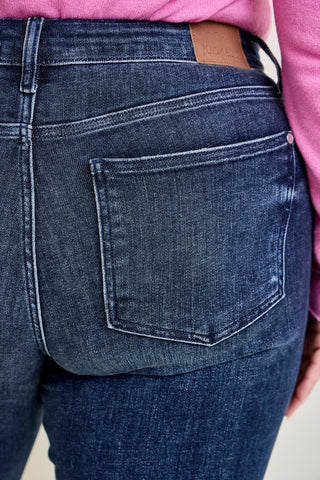 Charlotte Flare Jeans with Distressed Knee & Frayed Hem - PLUS