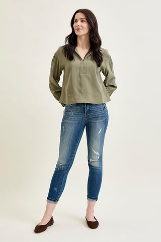 Farrah Mid-Rise Relaxed Fit Distressed Jeans