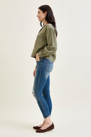 Farrah Mid-Rise Relaxed Fit Distressed Jeans
