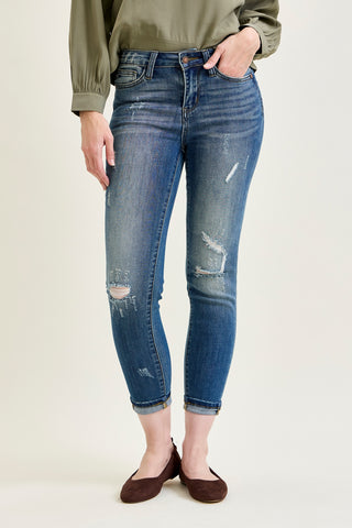 Farrah Mid-Rise Relaxed Fit Distressed Jeans
