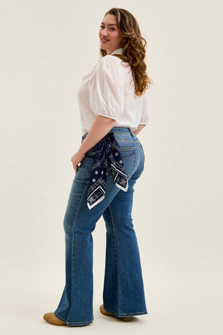 Jaqueline Flare With Triple-Needle Pockets And a Bandana - PLUS
