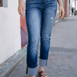 Carey Straight Leg Cuffed Hem Jeans