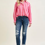Aubree Mid Rise Distressed Boyfriend with Cuffed Hem