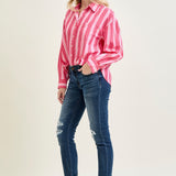 Aubree Mid Rise Distressed Boyfriend with Cuffed Hem