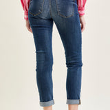 Aubree Mid Rise Distressed Boyfriend with Cuffed Hem