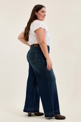 Liza Palazzo Jeans with Front Patch Pockets - PLUS