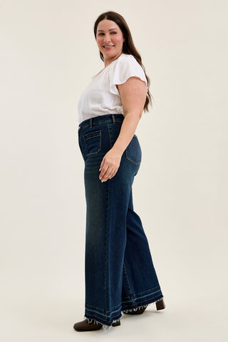 Liza Palazzo Jeans with Front Patch Pockets - PLUS