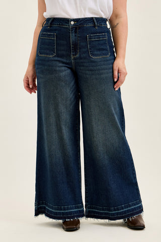 Liza Palazzo Jeans with Front Patch Pockets - PLUS