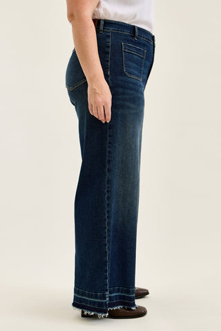 Liza Palazzo Jeans with Front Patch Pockets - PLUS