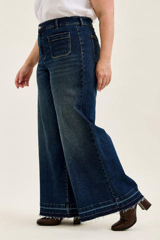 Liza Palazzo Jeans with Front Patch Pockets - PLUS
