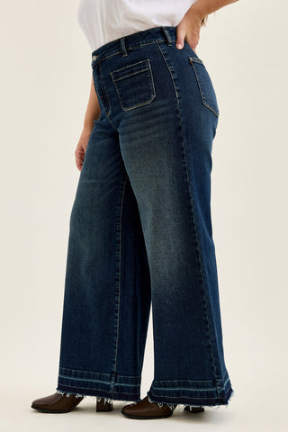 Liza Palazzo Jeans with Front Patch Pockets - PLUS