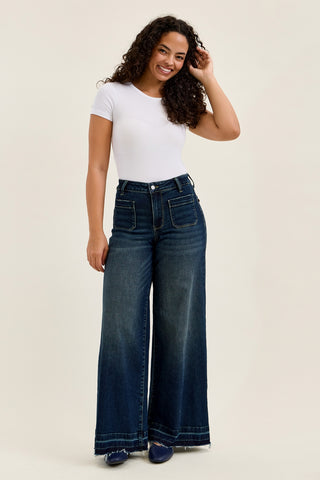 Liza Palazzo Jeans with Front Patch Pockets