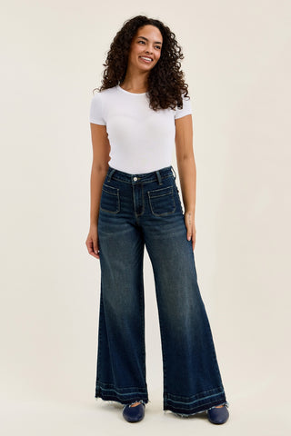Liza Palazzo Jeans with Front Patch Pockets