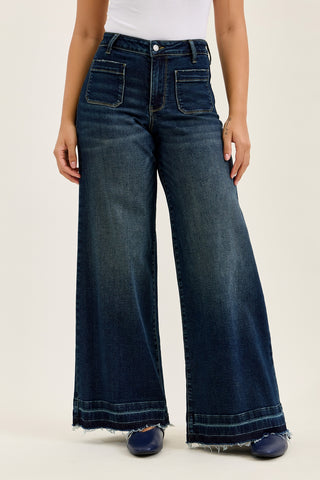 Liza Palazzo Jeans with Front Patch Pockets